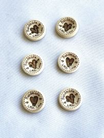 15mm "Handmade" with Love (Heart) Buttons (6)
