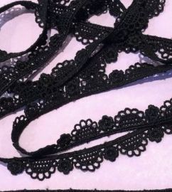 12mm Little Scallop Guipure Lace  (Black)