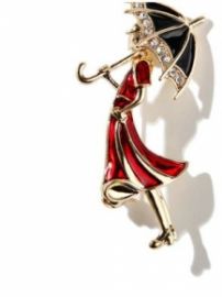 Lady with Umbrella Brooch