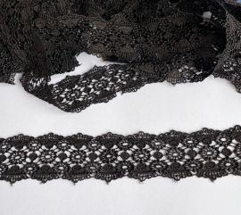 65mm Black Rose Embossed Lace (3 metres)