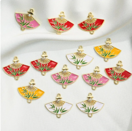 Mini Enamel Fan Charms