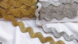 20mm Gold/Silver Metallic Ric Rac (per metre)