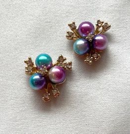 3 Pearl Cluster Plum/Aqua